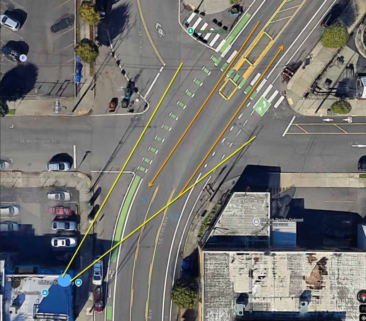 Aerial field of view from dp-salal looking north across the plaza intersection