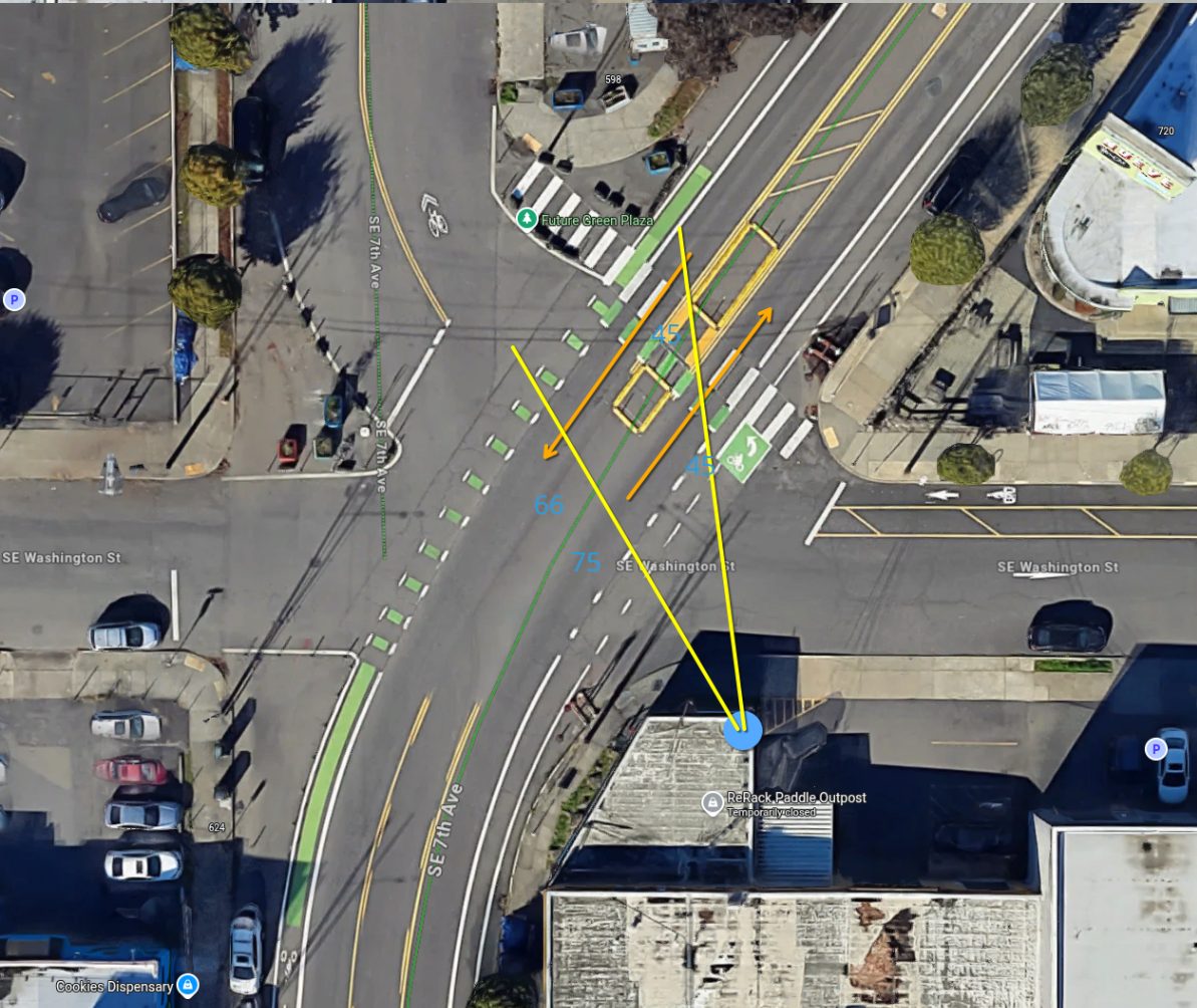 Aerial field of view from dp-tuni looking northwest across the plaza intersection